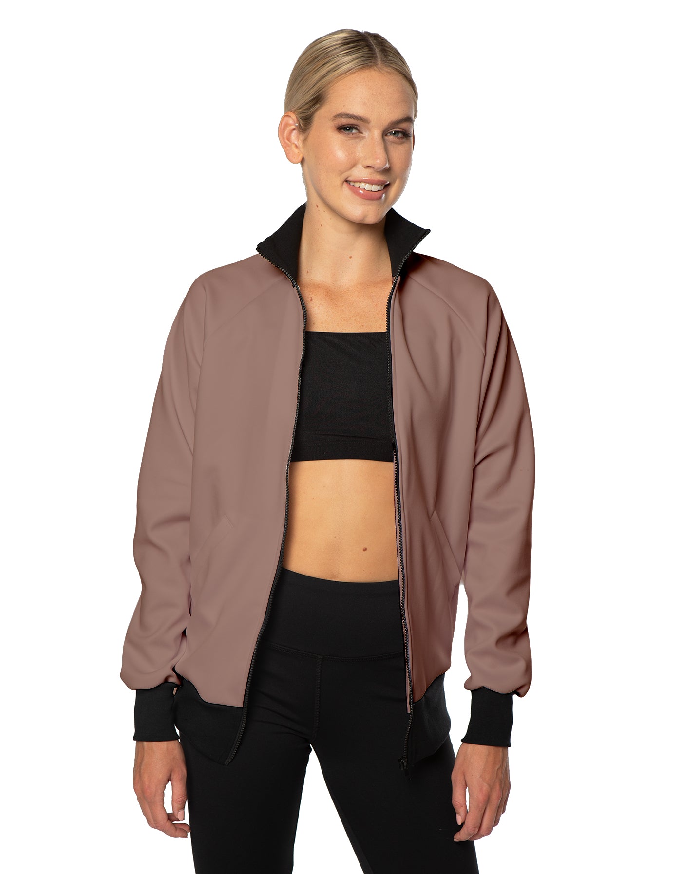 Solid Pique High Collar Jockey Jacket No Pocket