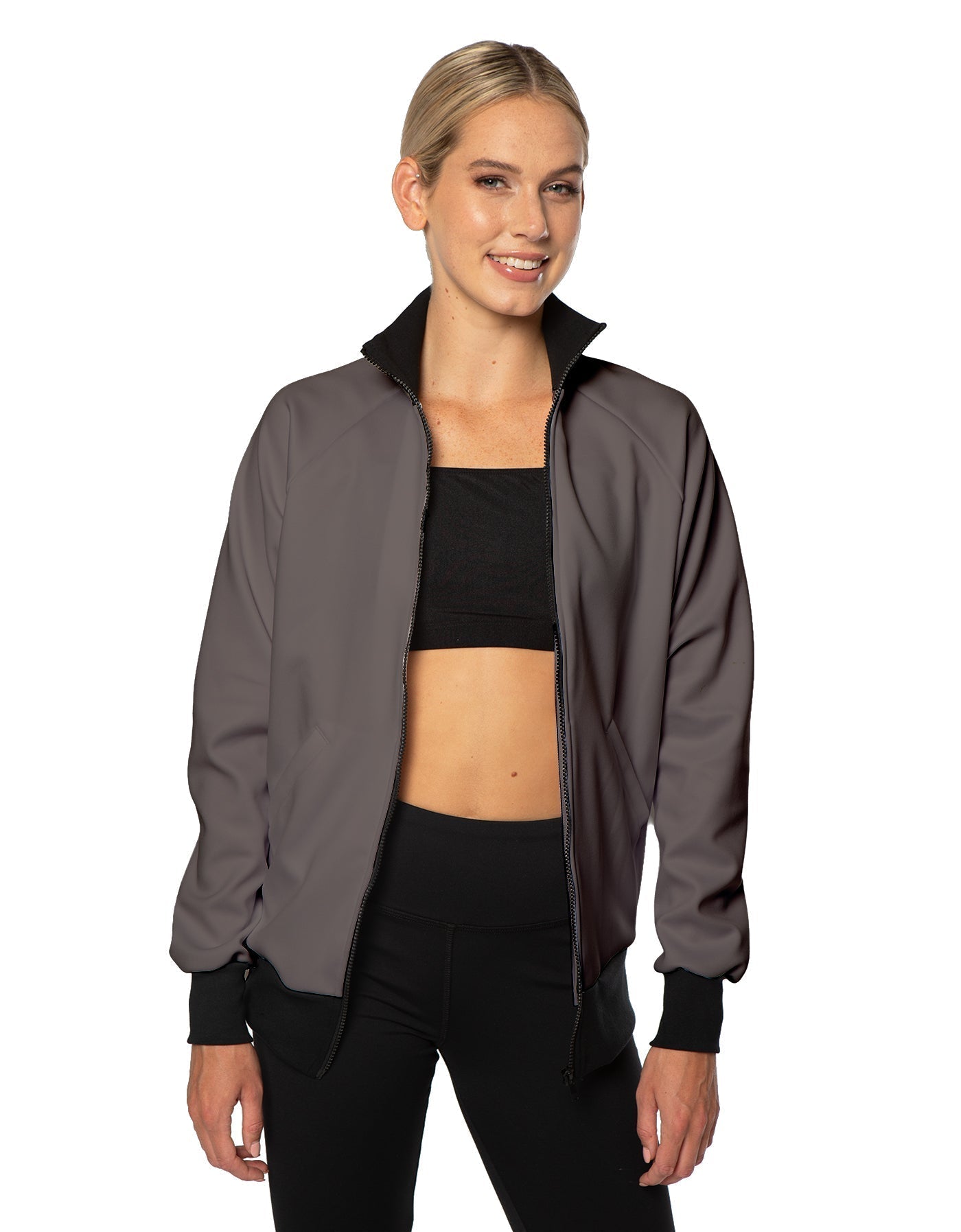 Solid Pique High Collar Jockey Jacket No Pocket
