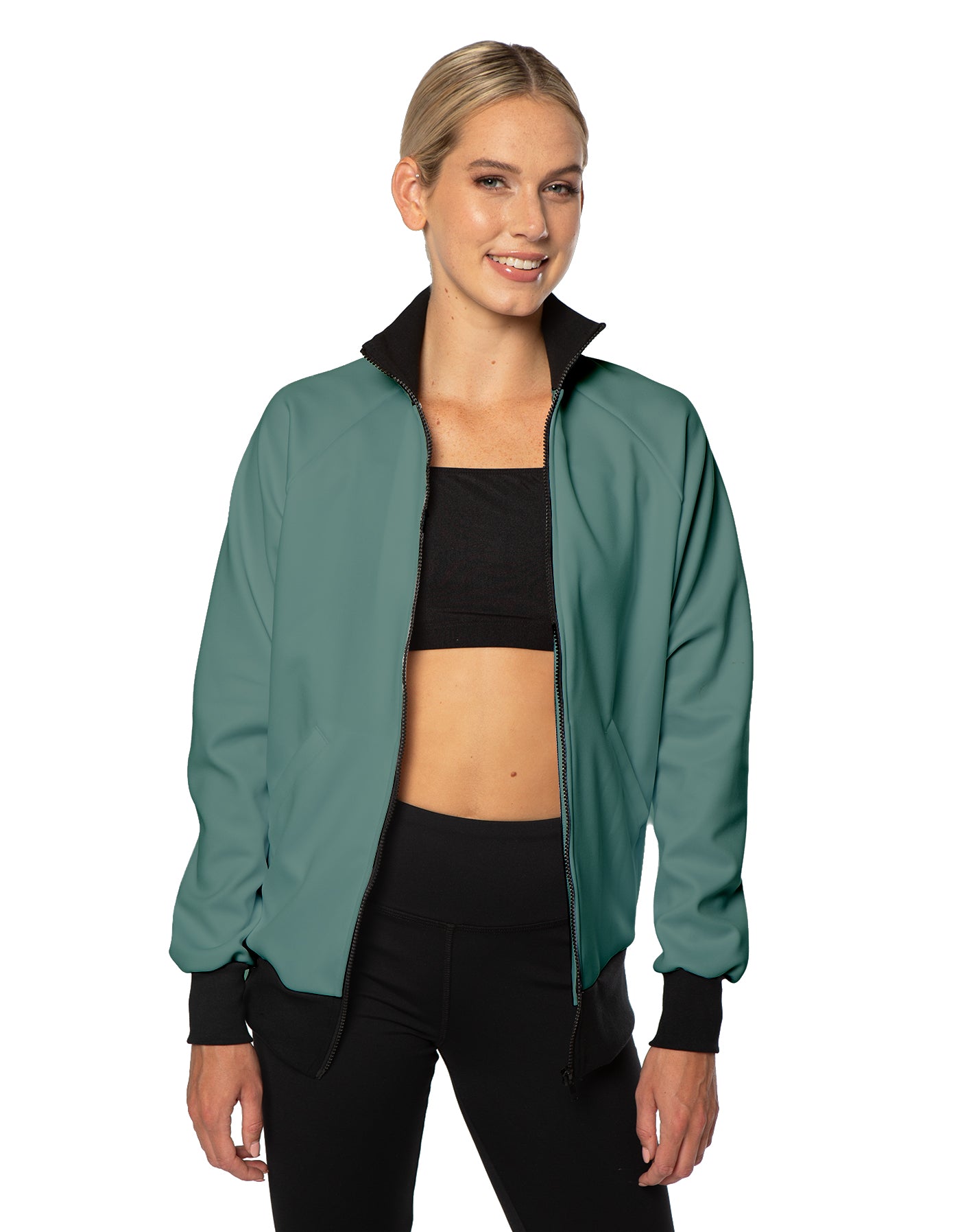 Solid Pique High Collar Jockey Jacket No Pocket