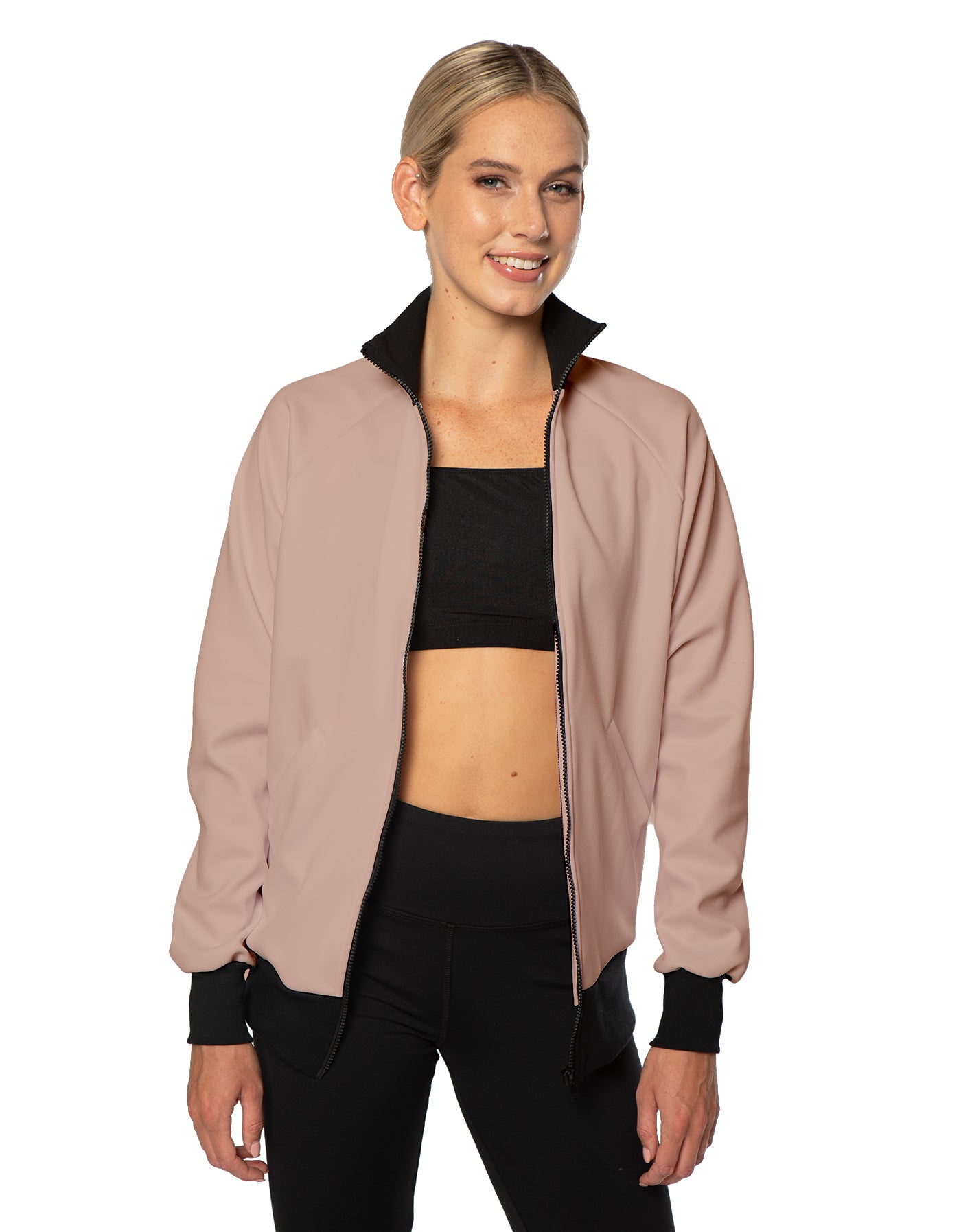 Solid Pique High Collar Jockey Jacket No Pocket