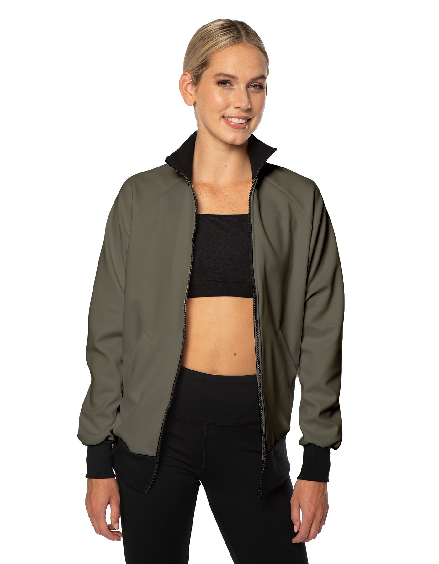 Solid Pique High Collar Jockey Jacket No Pocket