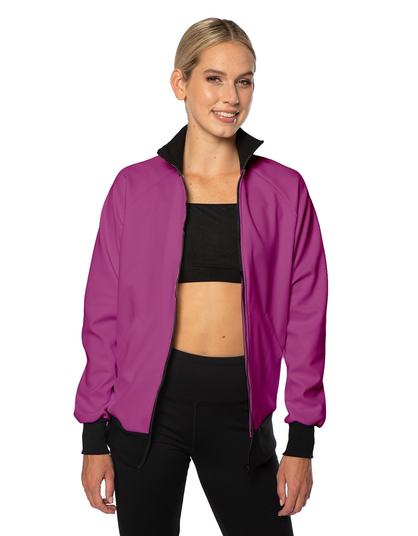 Solid Pique High Collar Jockey Jacket No Pocket