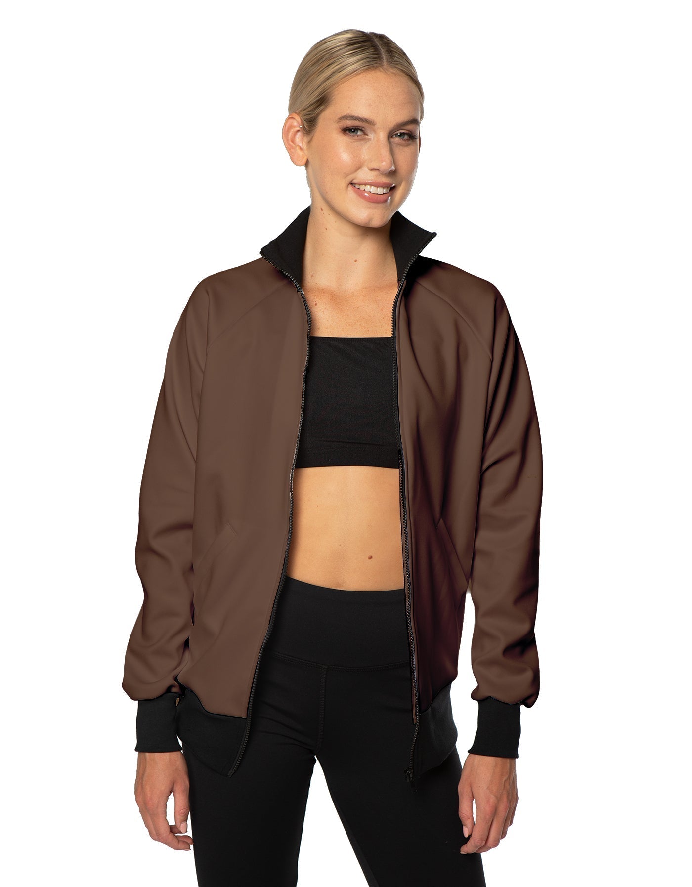 Solid Pique High Collar Jockey Jacket No Pocket