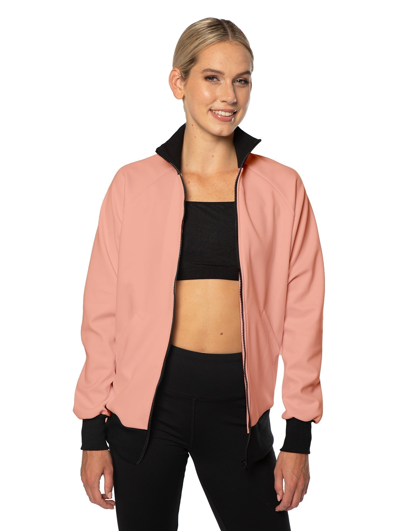 Solid Pique High Collar Jockey Jacket No Pocket