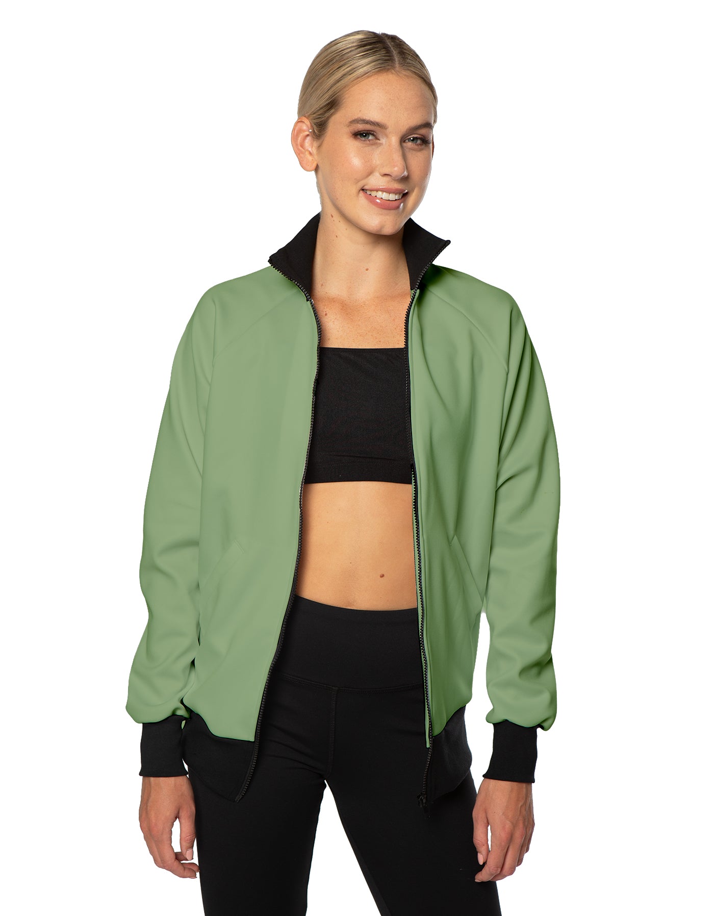 Solid Pique High Collar Jockey Jacket No Pocket
