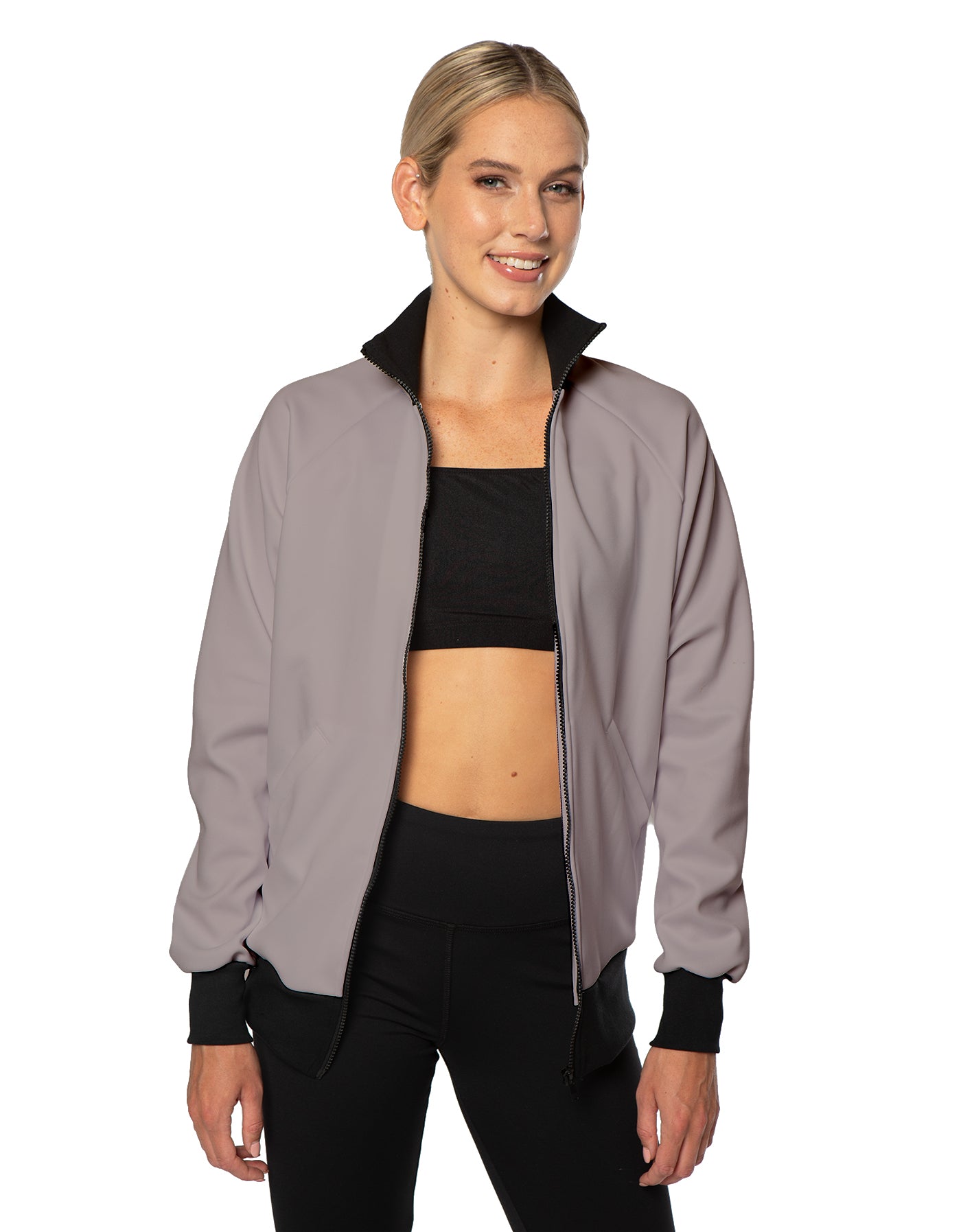 Solid Pique High Collar Jockey Jacket No Pocket