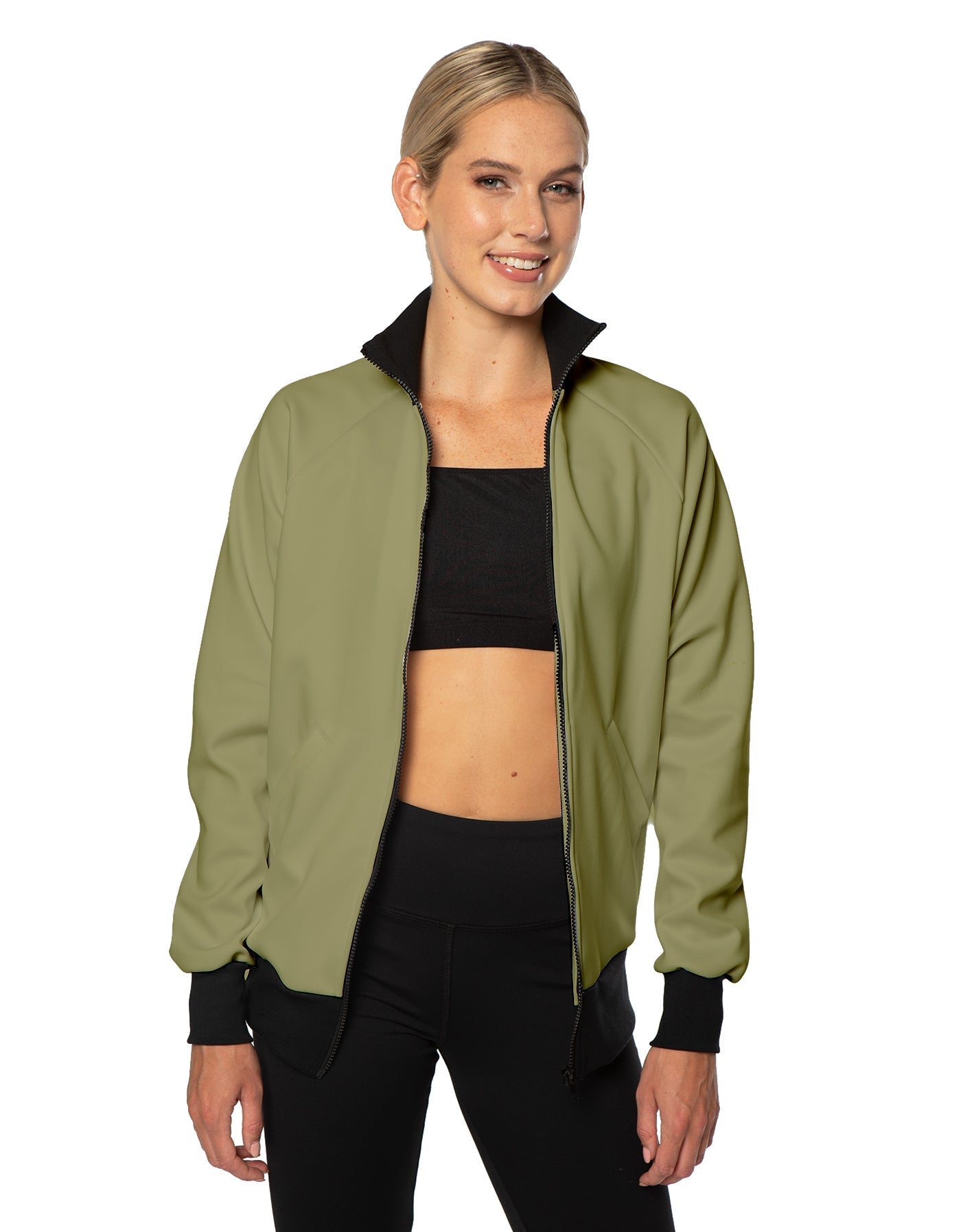 Solid Pique High Collar Jockey Jacket No Pocket