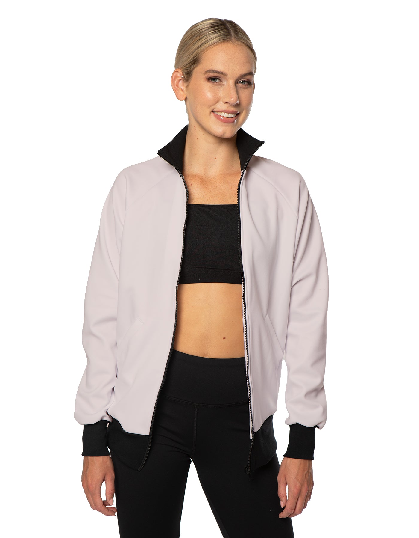 Solid Pique High Collar Jockey Jacket No Pocket