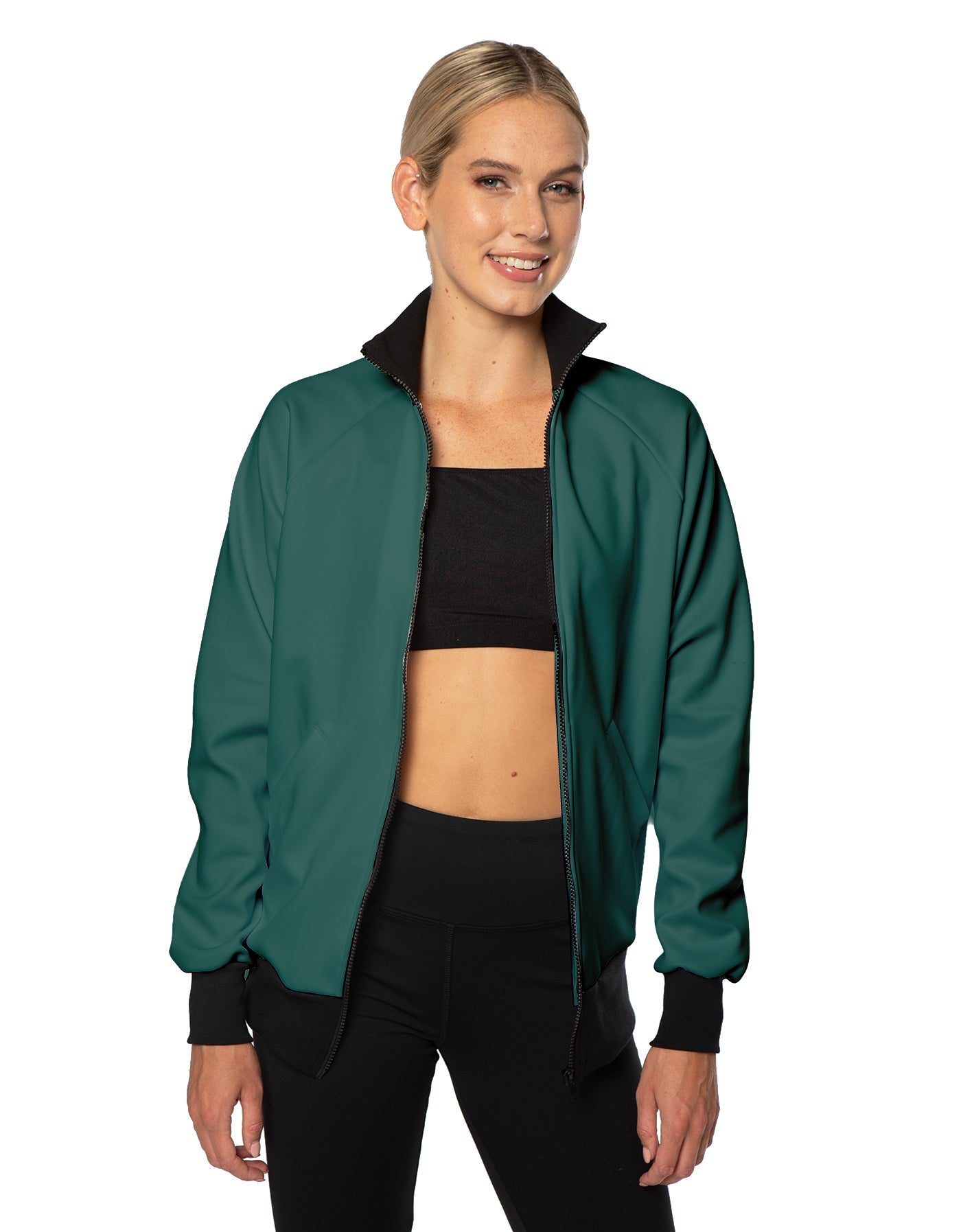 Solid Pique High Collar Jockey Jacket No Pocket