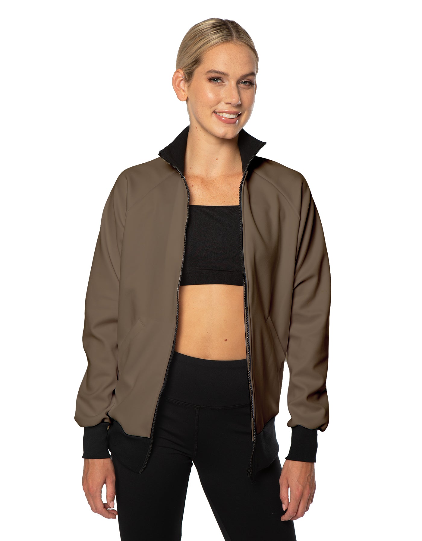 Solid Pique High Collar Jockey Jacket No Pocket