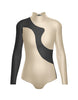 Solid Shadows Leotard with Mesh