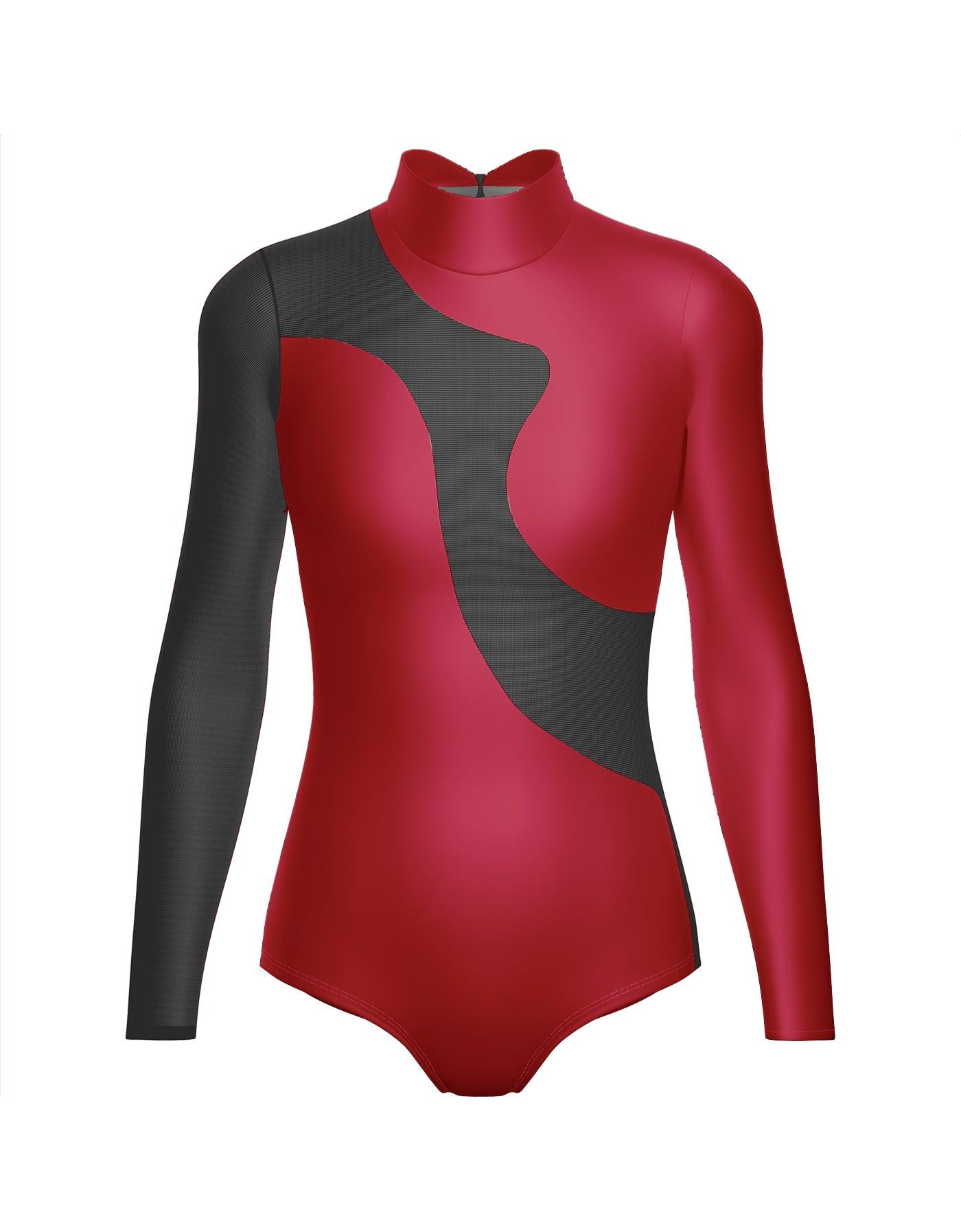 Solid Shadows Leotard with Mesh