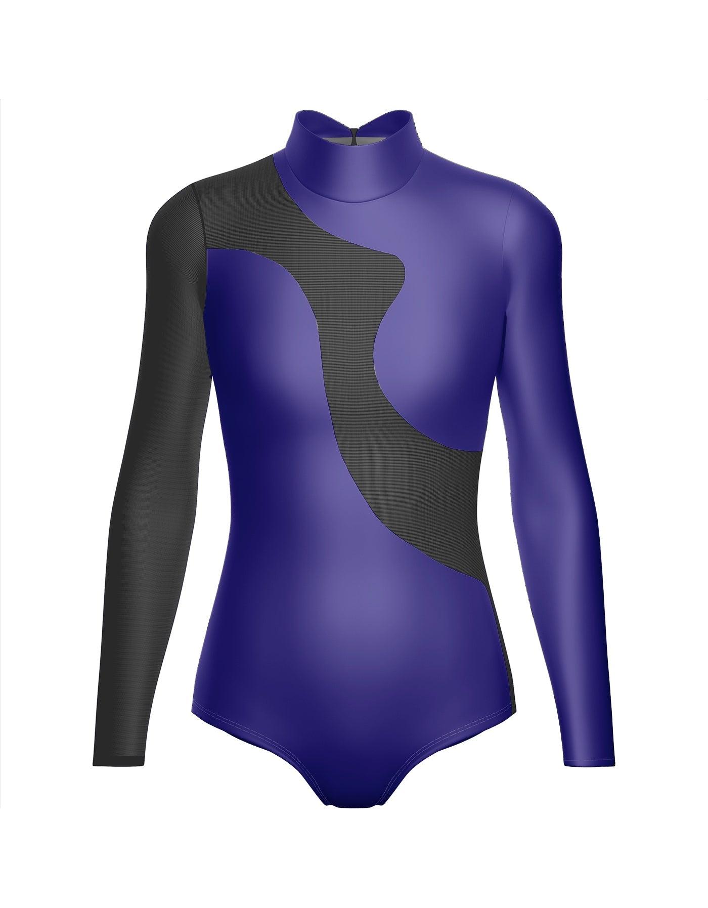 Solid Shadows Leotard with Mesh