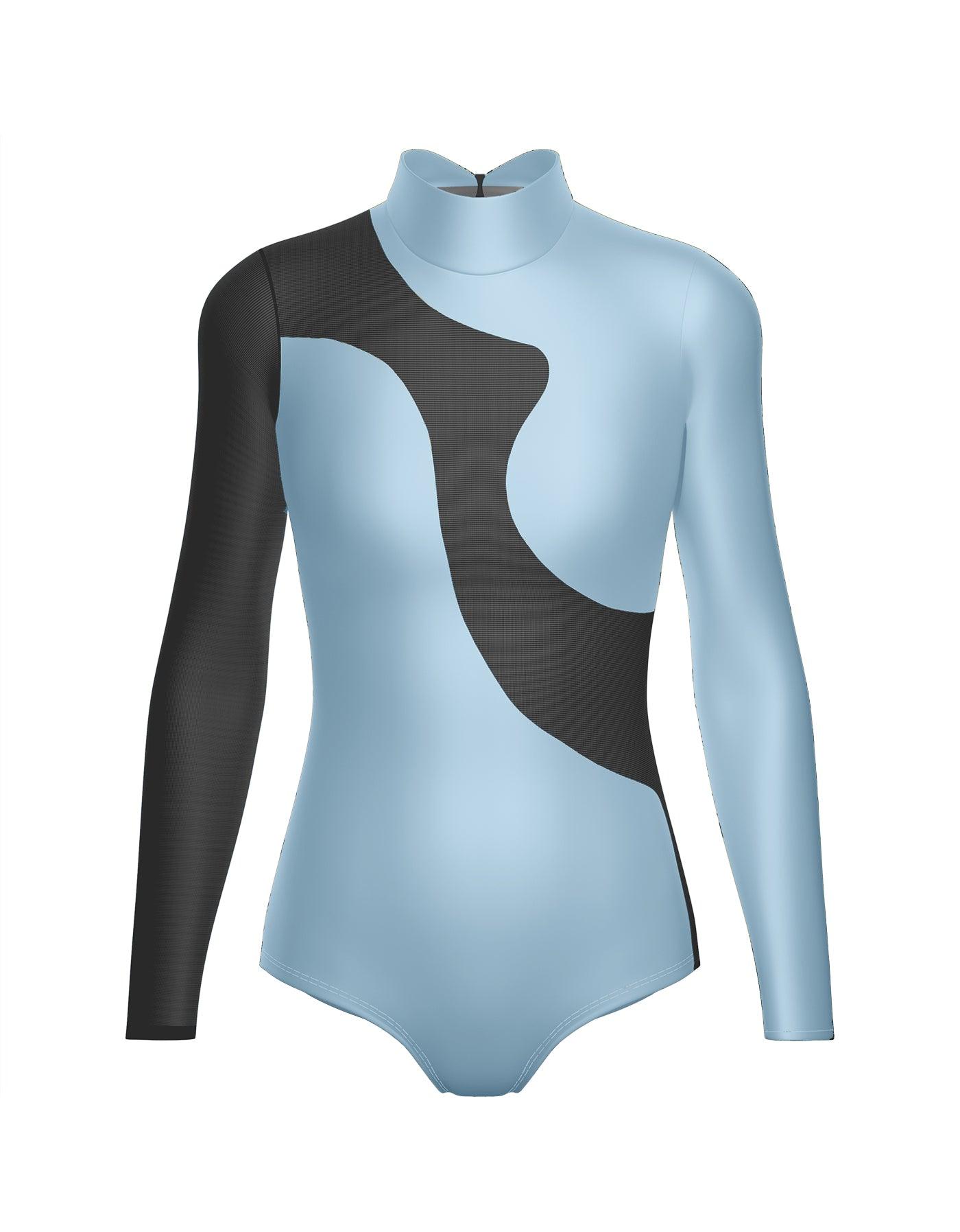 Solid Shadows Leotard with Mesh