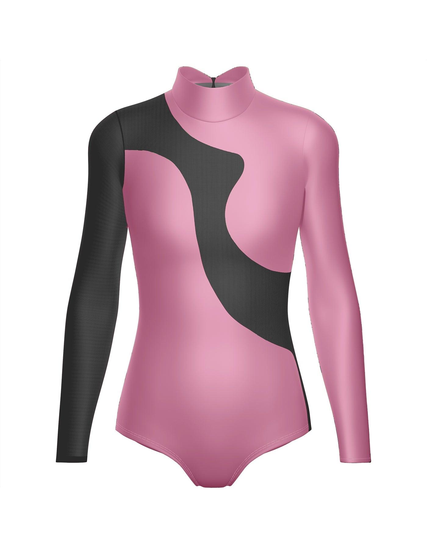Solid Shadows Leotard with Mesh