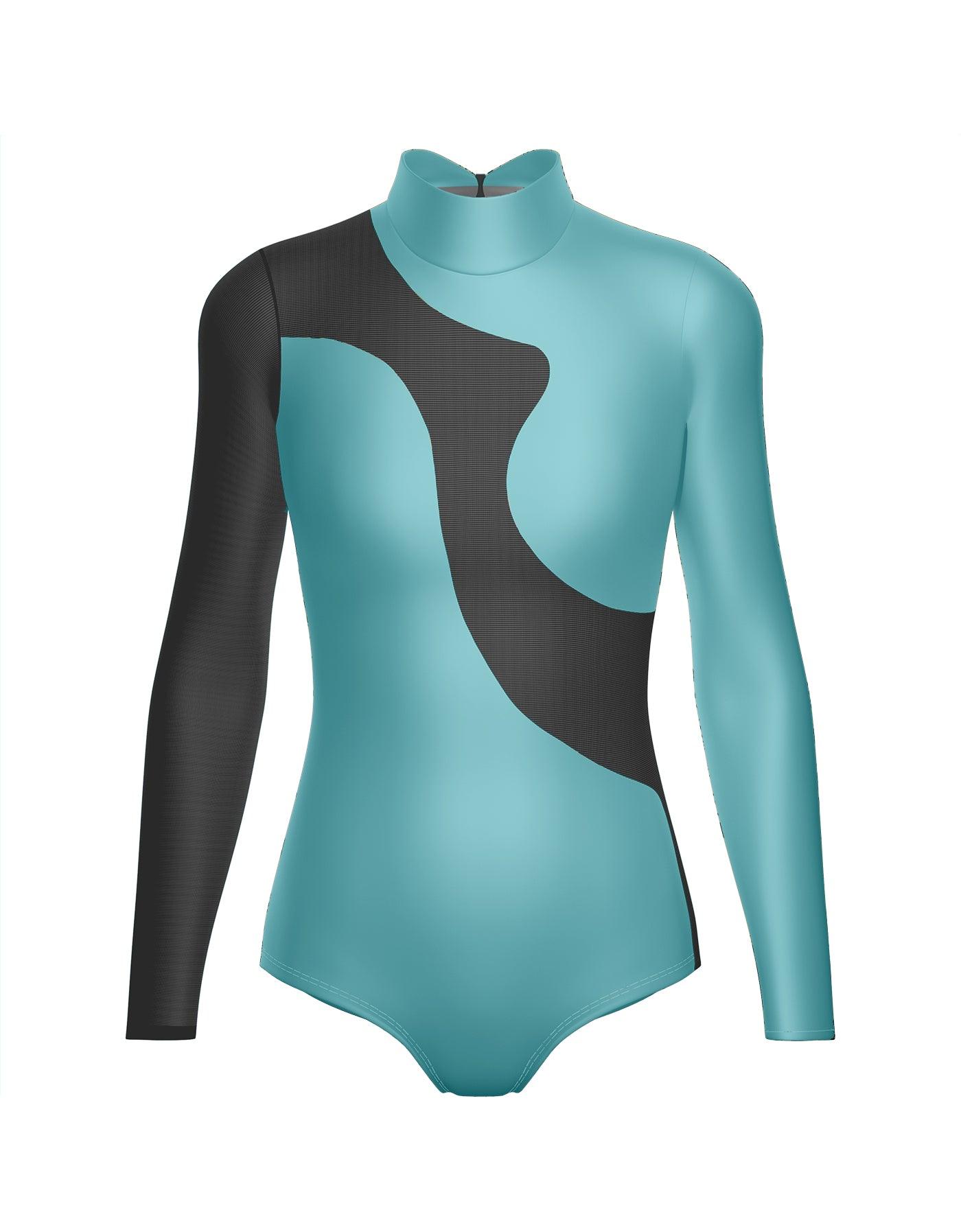 Solid Shadows Leotard with Mesh