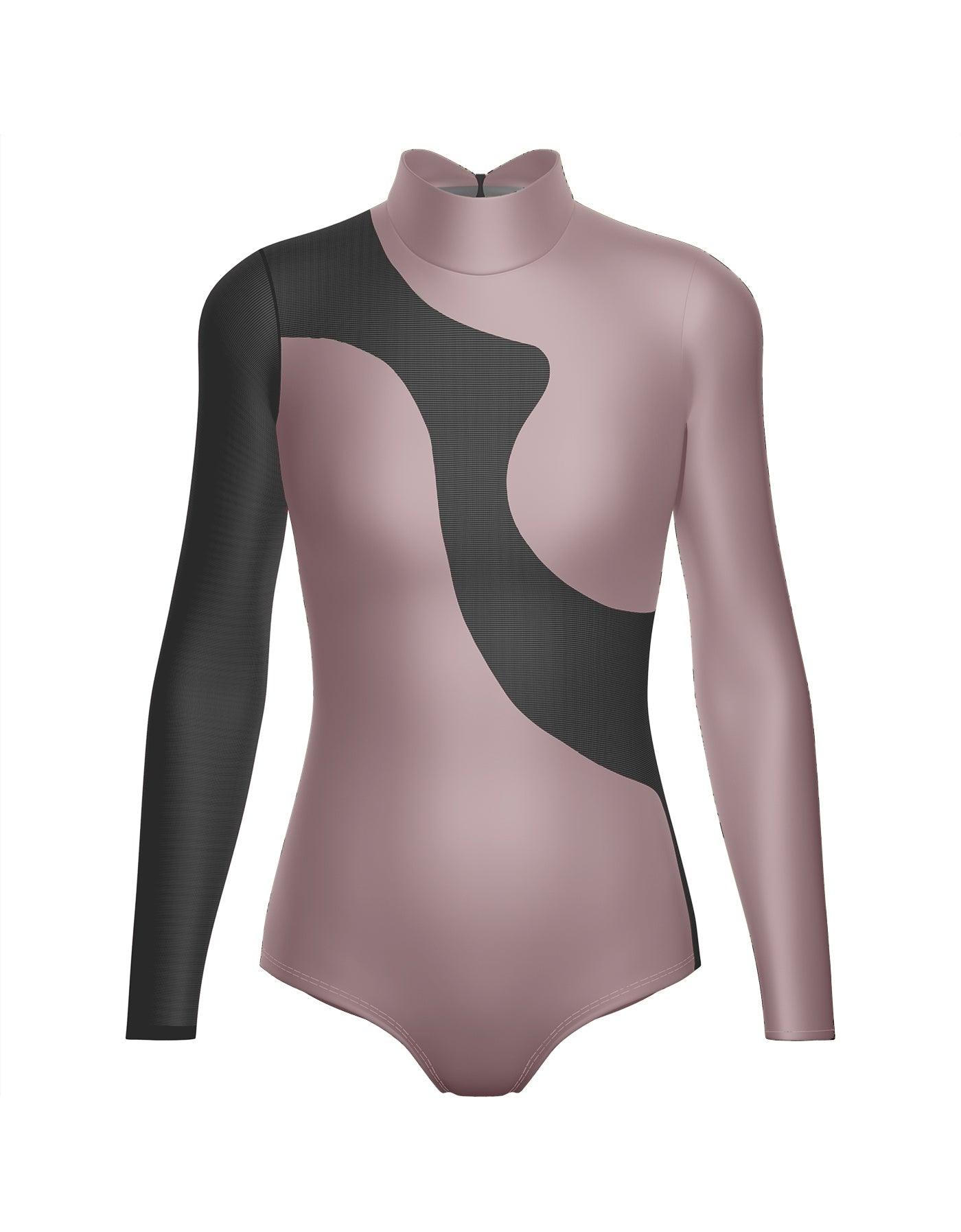 Solid Shadows Leotard with Mesh