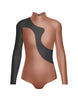 Solid Shadows Leotard with Mesh