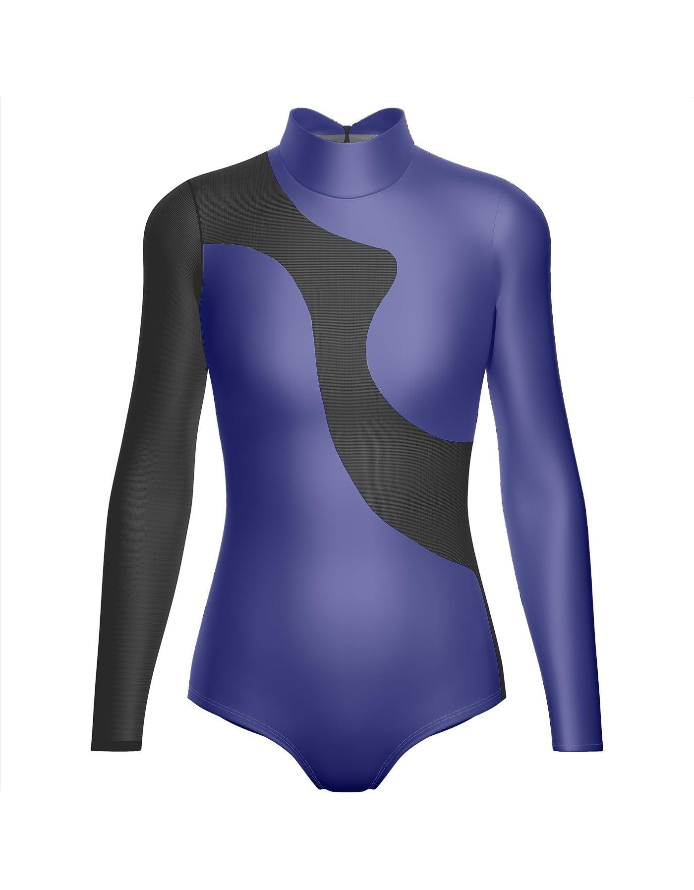 Solid Shadows Leotard with Mesh