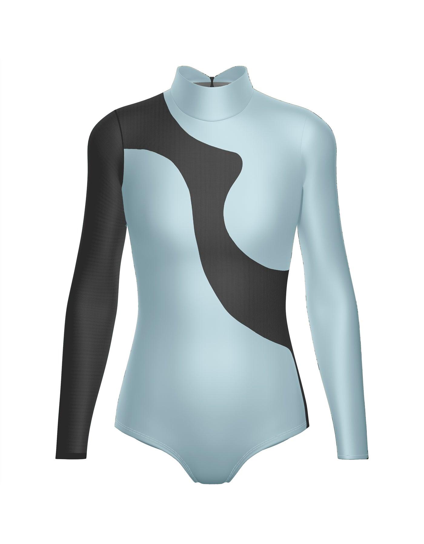 Solid Shadows Leotard with Mesh