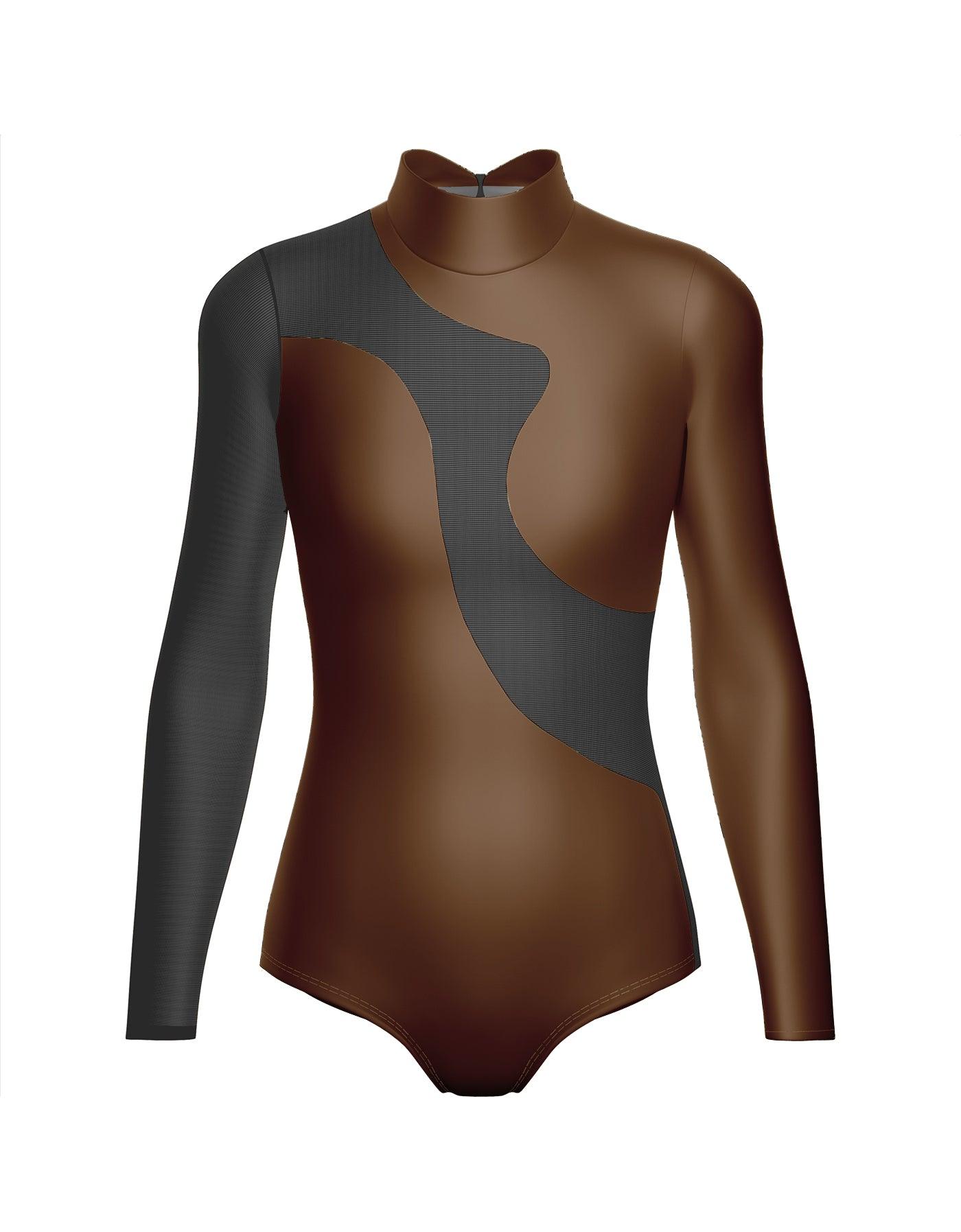 Solid Shadows Leotard with Mesh