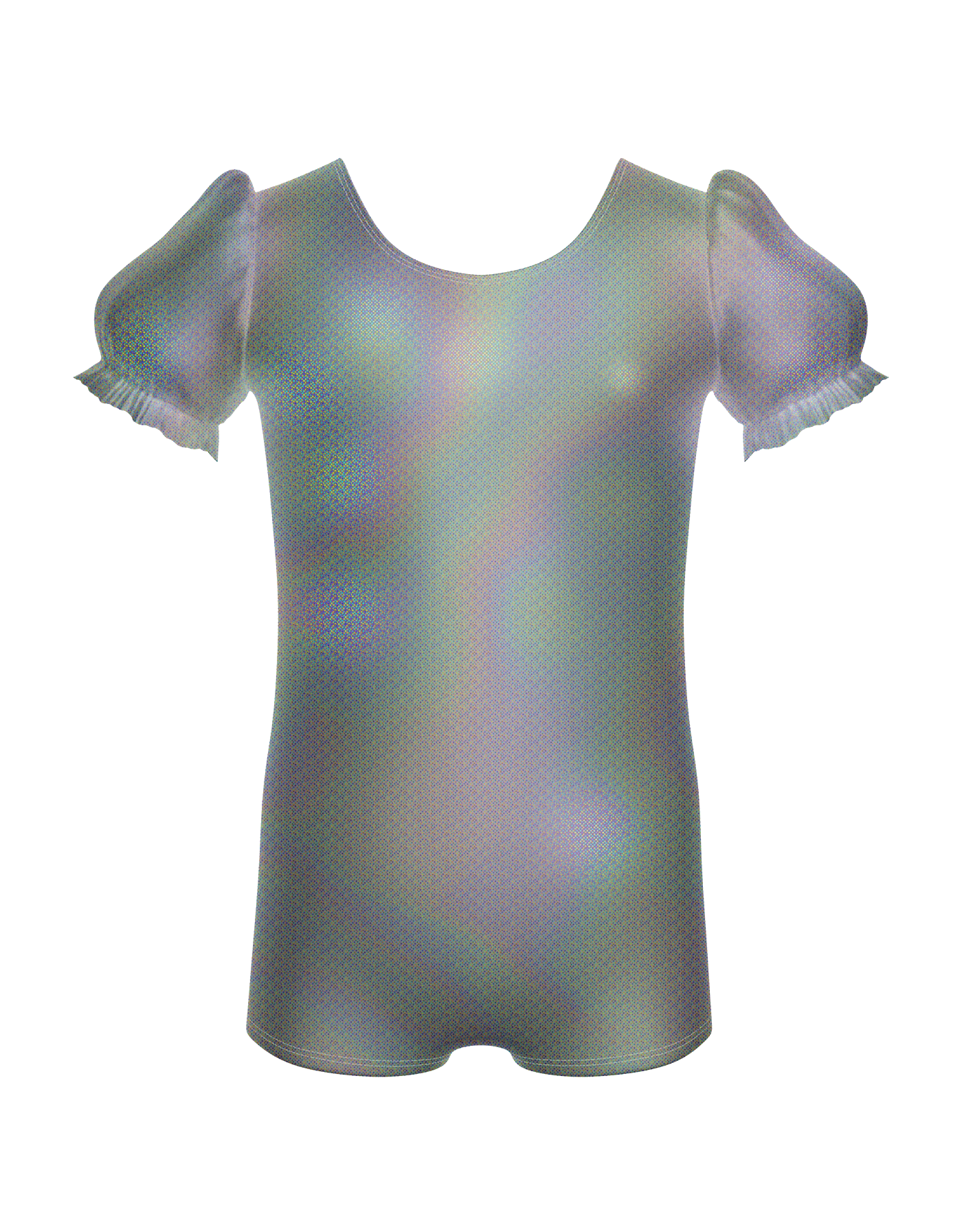 Solid Hologram Puff Sleeve Biketard