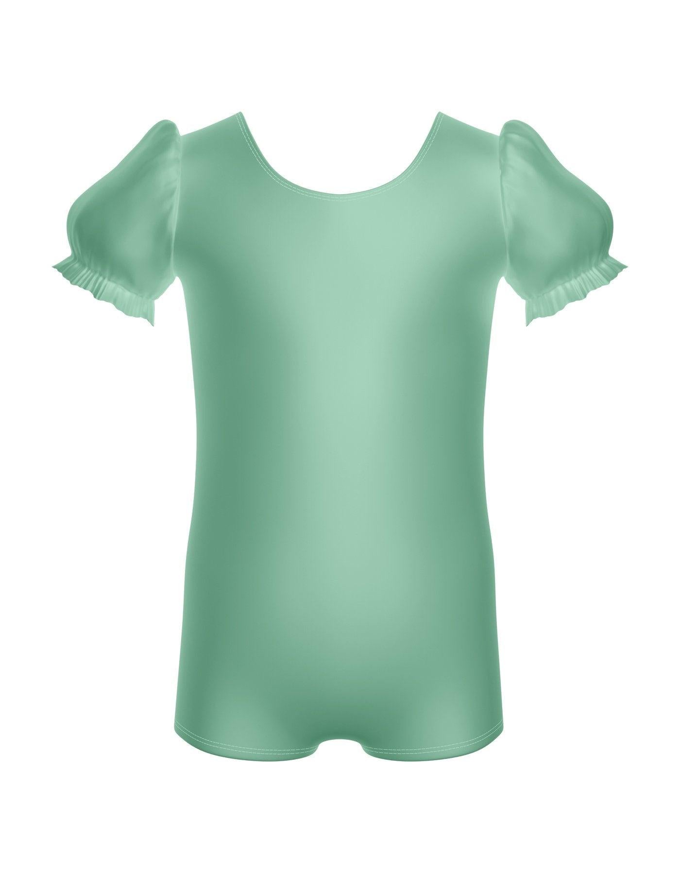 Solid Lycra Puff Sleeve Biketard