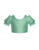 Solid Hologram Puff Sleeve Crop Top