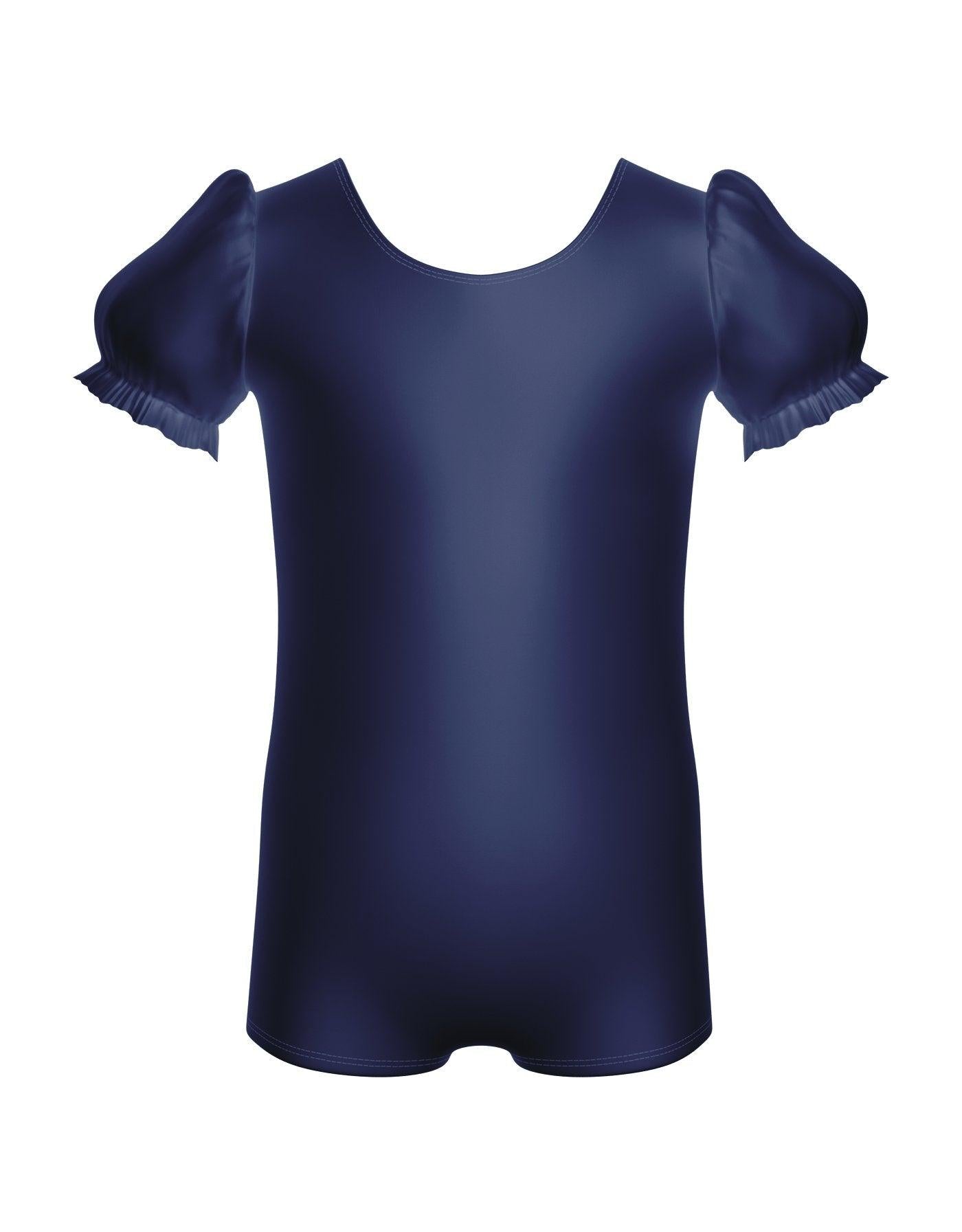 Solid Lycra Puff Sleeve Biketard