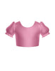 Solid Hologram Puff Sleeve Crop Top