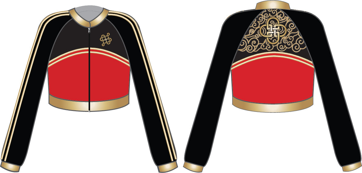 Custom Black and Red Kung Fu Cropped Jockey Jacket No Rib