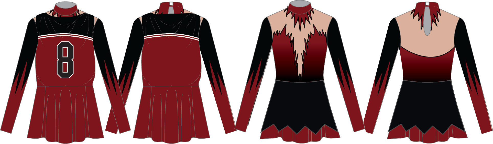 Custom Vampire Double Skirt Convertible Bib Dress LS Tneck Keyhole