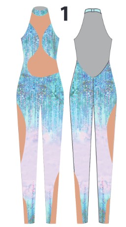 Custom Wisteria Mermaid Halter Low Back Unitard