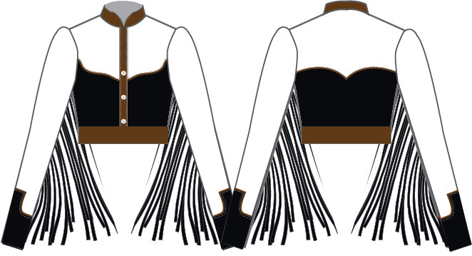 Custom YAYA LS Tneck Zipper Front Crop Top with Fringe