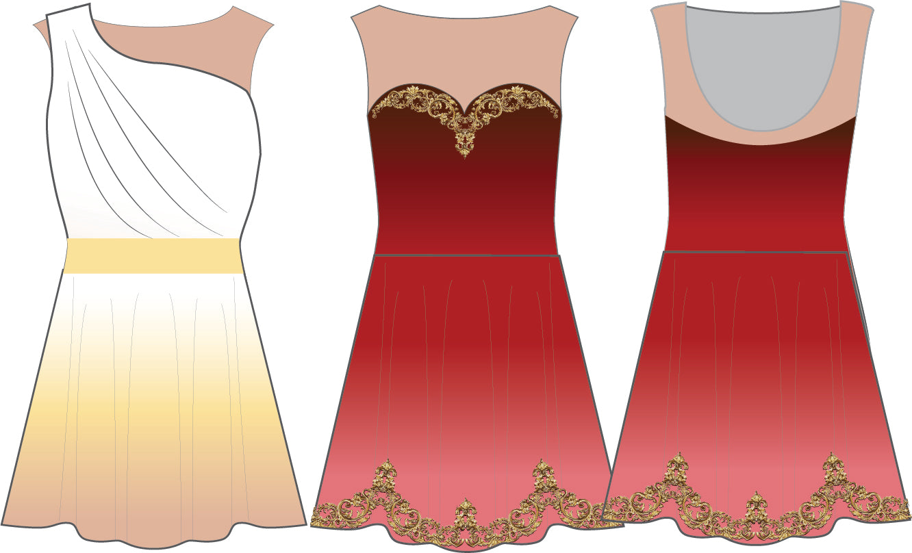 Custom SW High School Cupid One Shoulder Bib Dress with Boatneck Tank Convertible