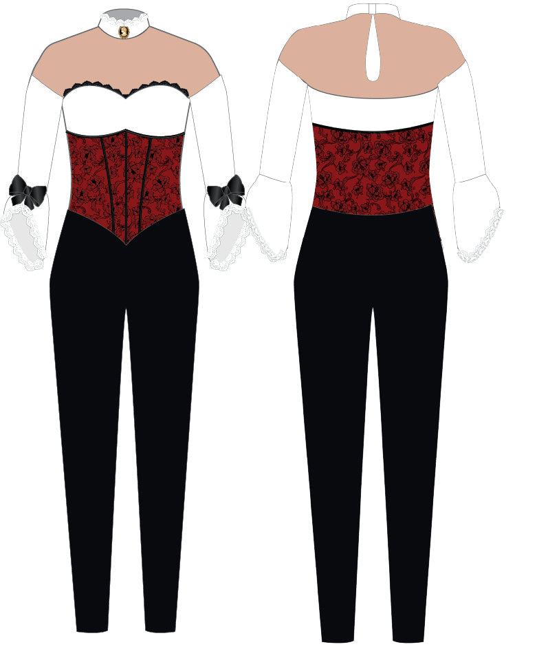 Custom Phantom of the Opera Peplum Sleeve with TNeck V Front Keyhole Back Unitard