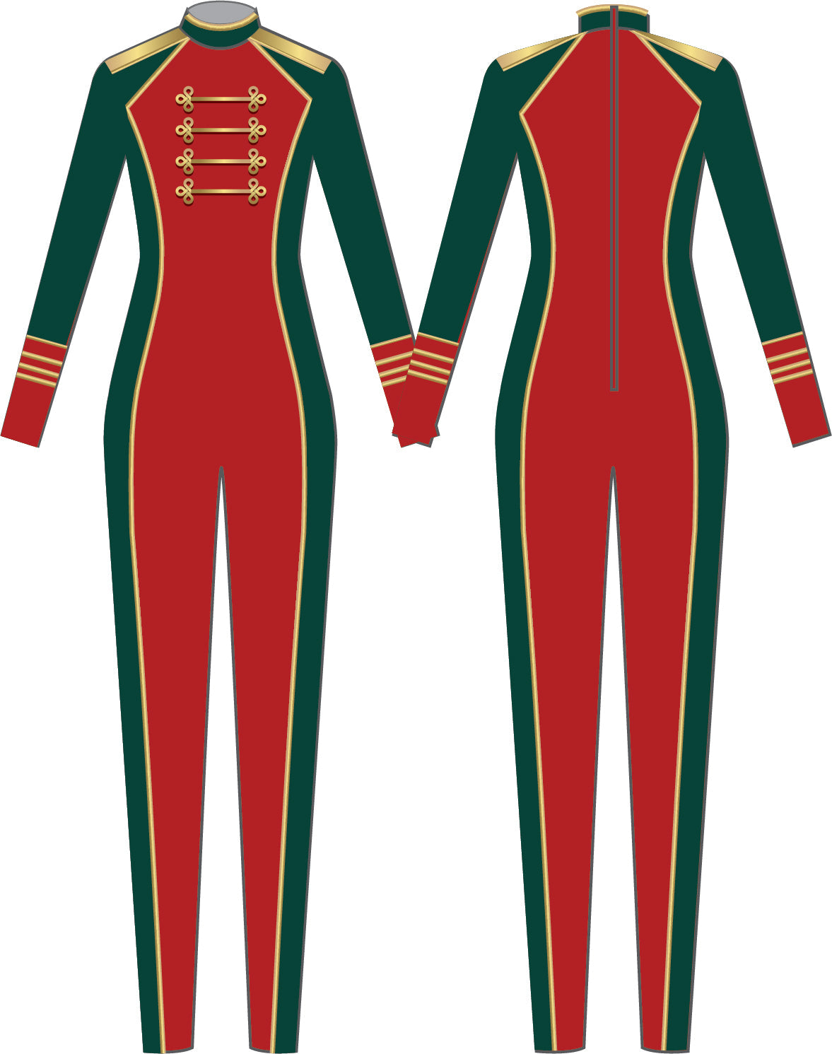 Custom Christmas Toy Soldier LS Tneck Zipper Back Unitard
