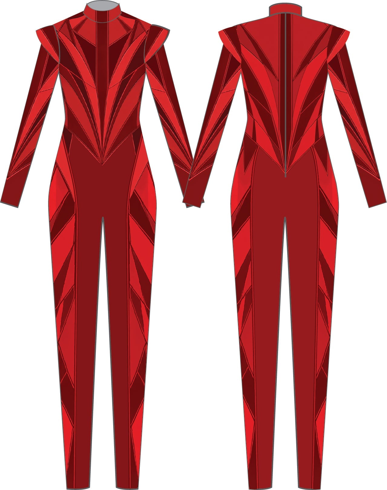 Custom Lady Gaga LS TNeck Zipper Back Unitard with Shoulder Caps