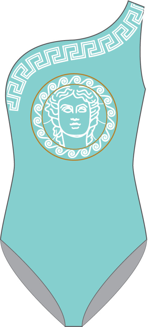 Custom Grecian Aqua One Shoulder Leotard