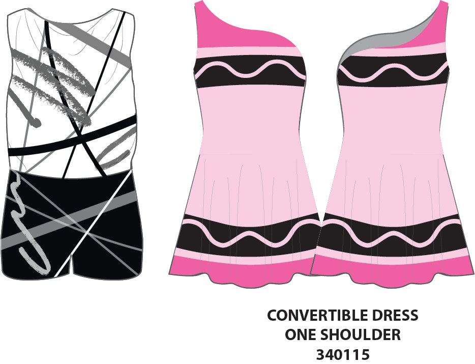 Crayons Convertible One Shoulder Biketard Dress