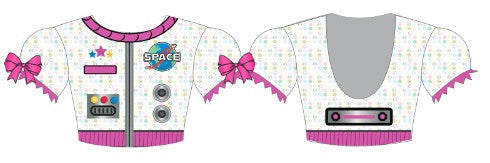 Hologram Space Flight Puff Sleeve Crop Top