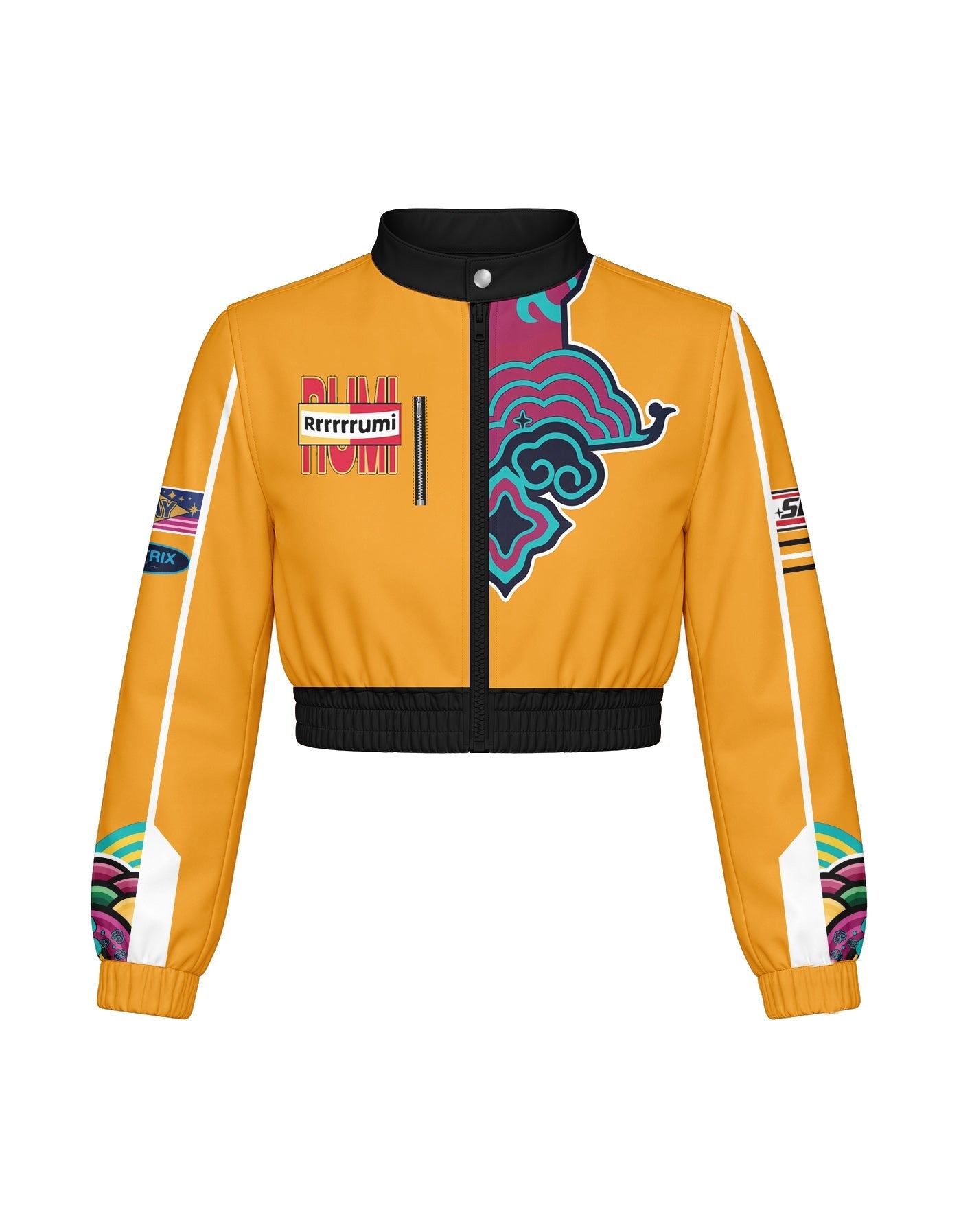 Demon Huntress Cropped Varsity Jacket Moto Collar