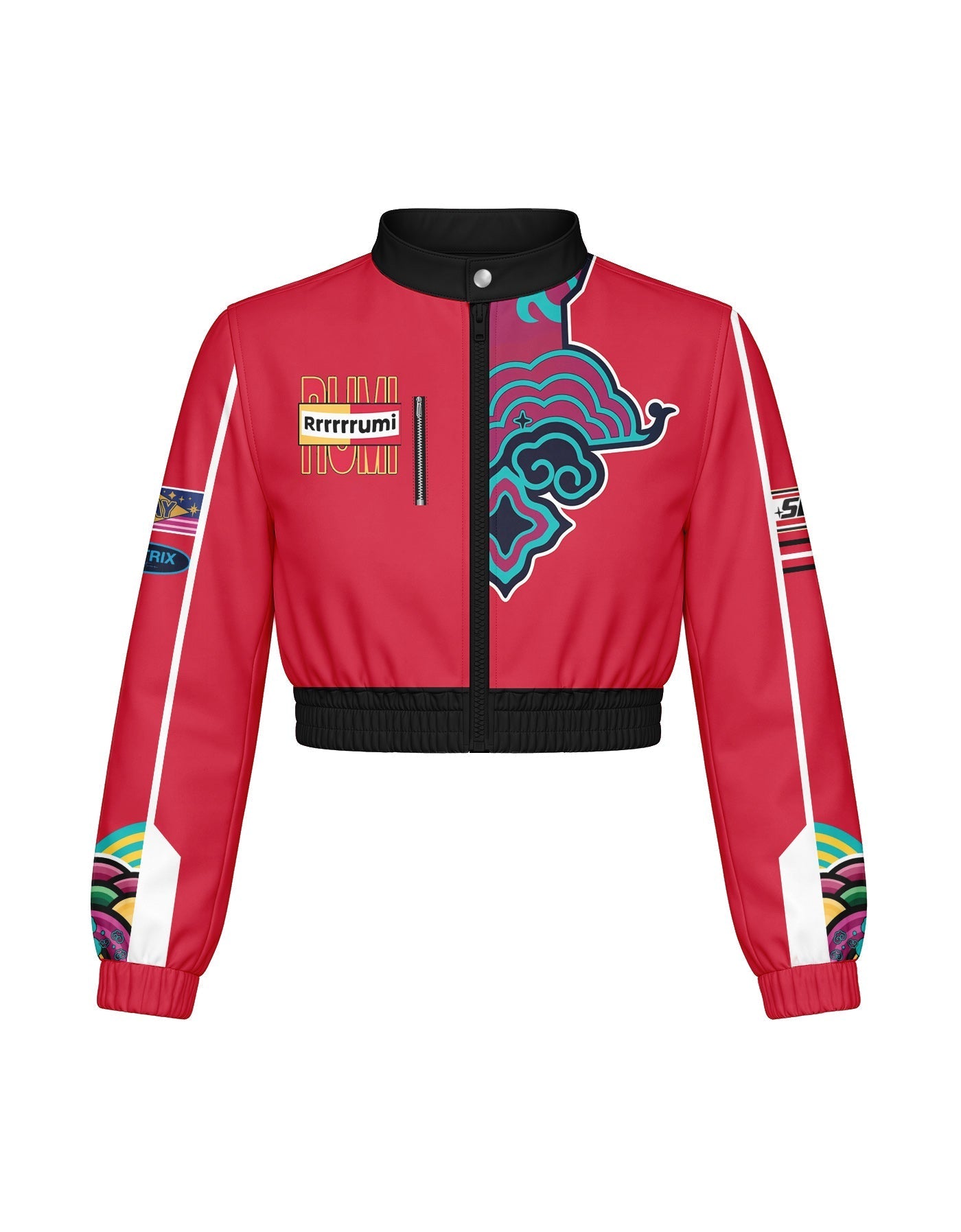 Demon Huntress Cropped Varsity Jacket Moto Collar