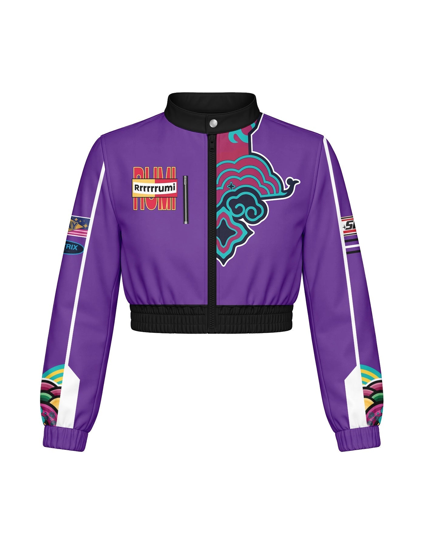 Demon Huntress Cropped Varsity Jacket Moto Collar