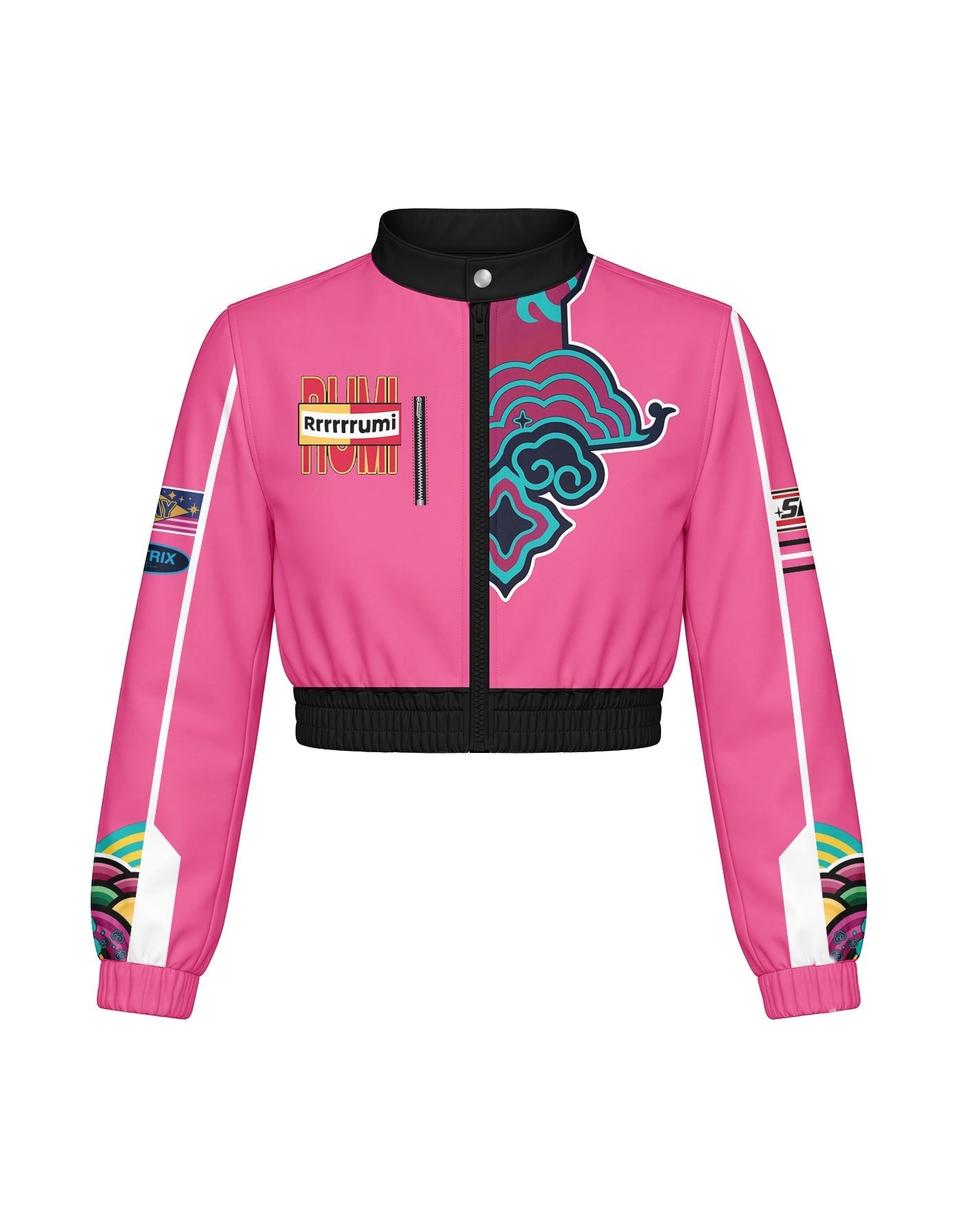 Demon Huntress Cropped Varsity Jacket Moto Collar