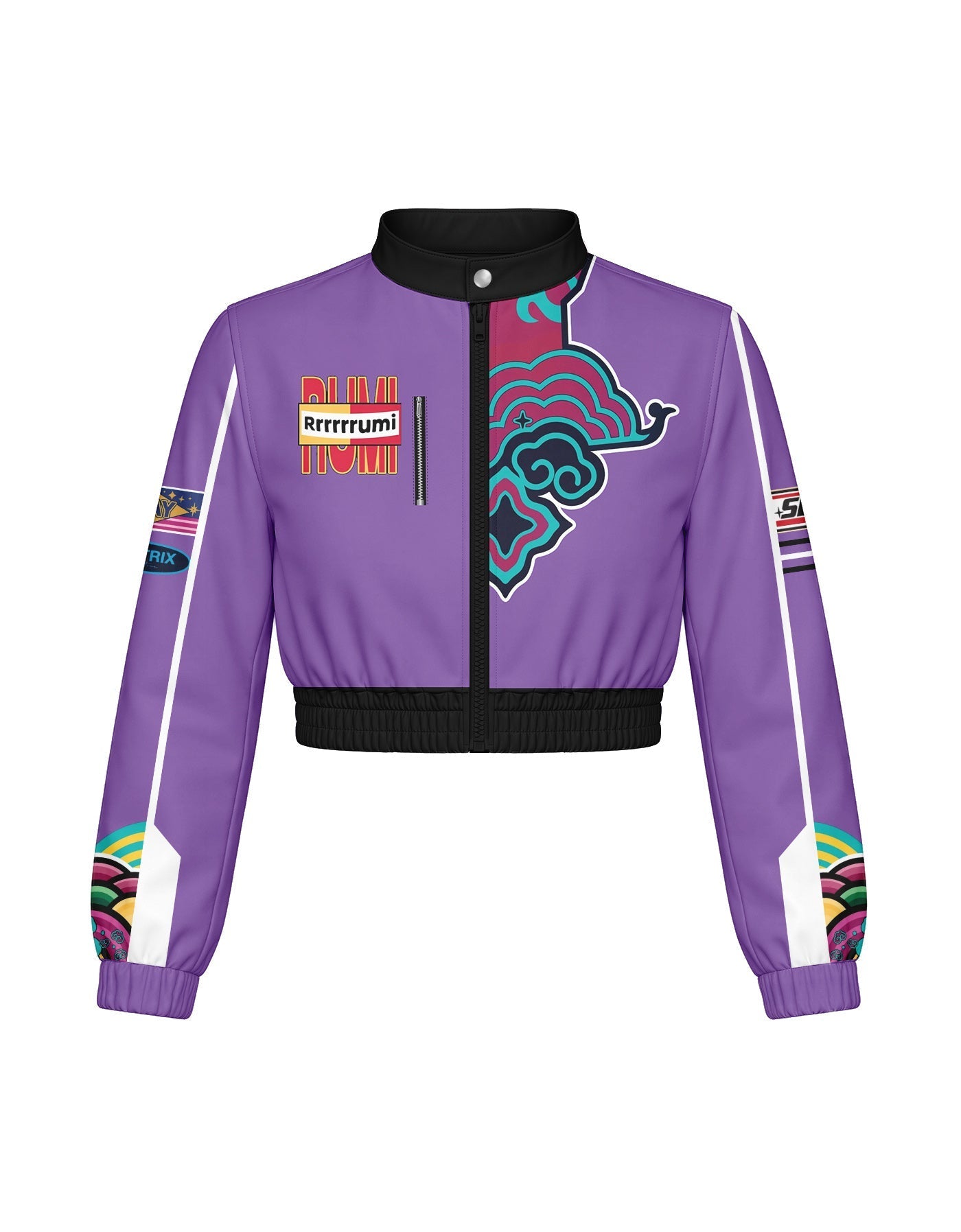 Demon Huntress Cropped Varsity Jacket Moto Collar