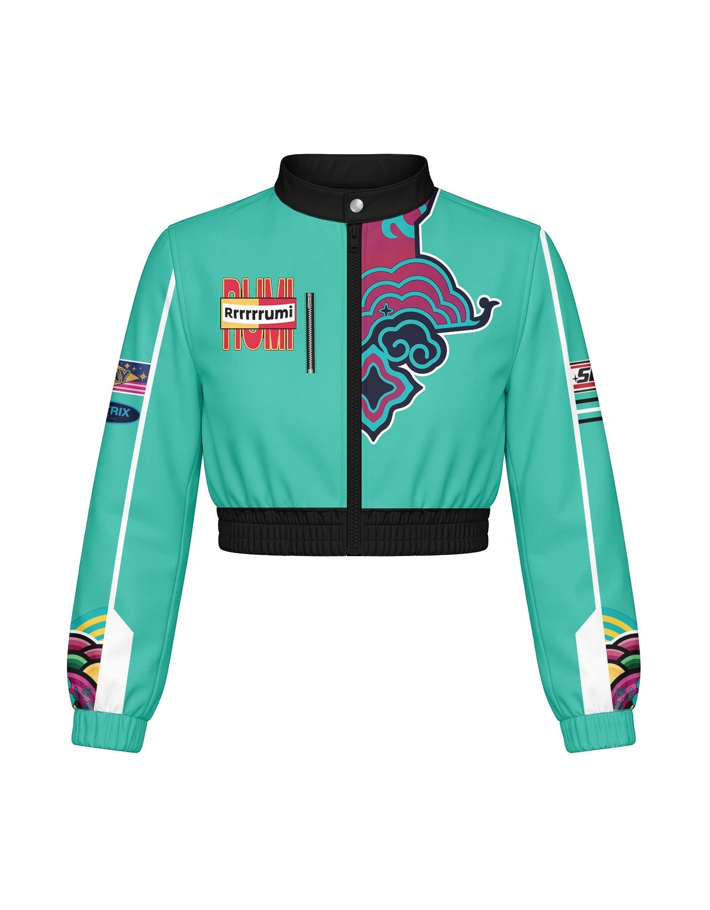 Demon Huntress Cropped Varsity Jacket Moto Collar