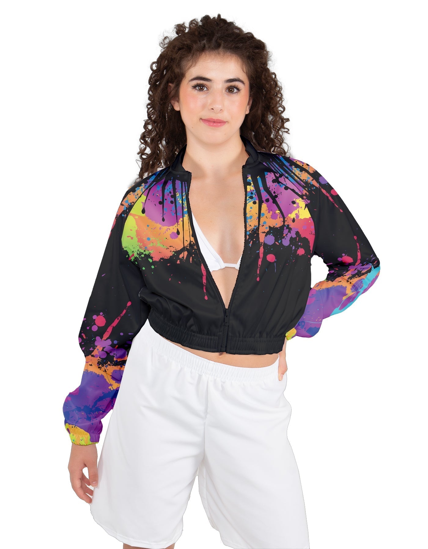 Paint Splatter Cropped Jockey Jacket No Rib