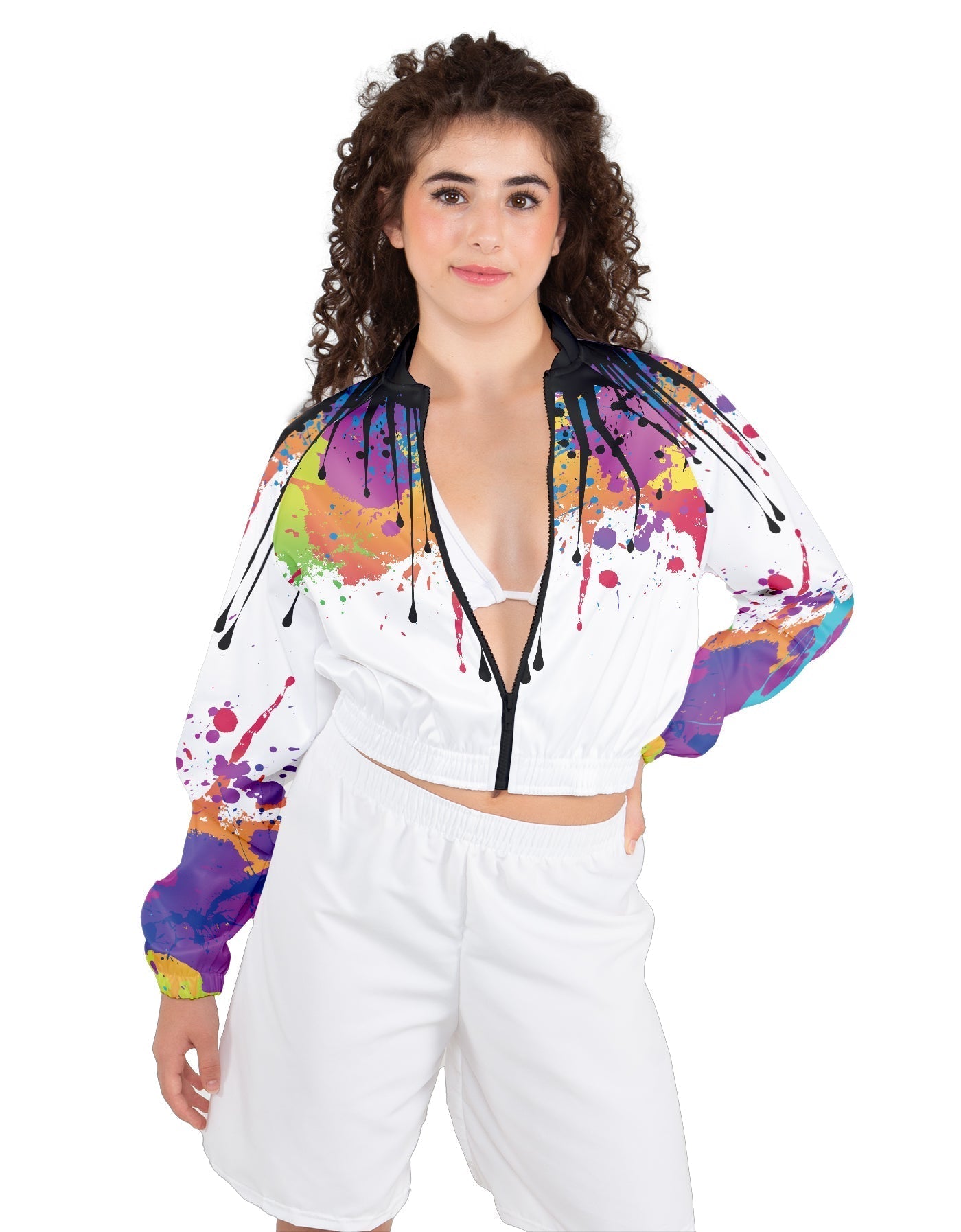 Paint Splatter Cropped Jockey Jacket No Rib