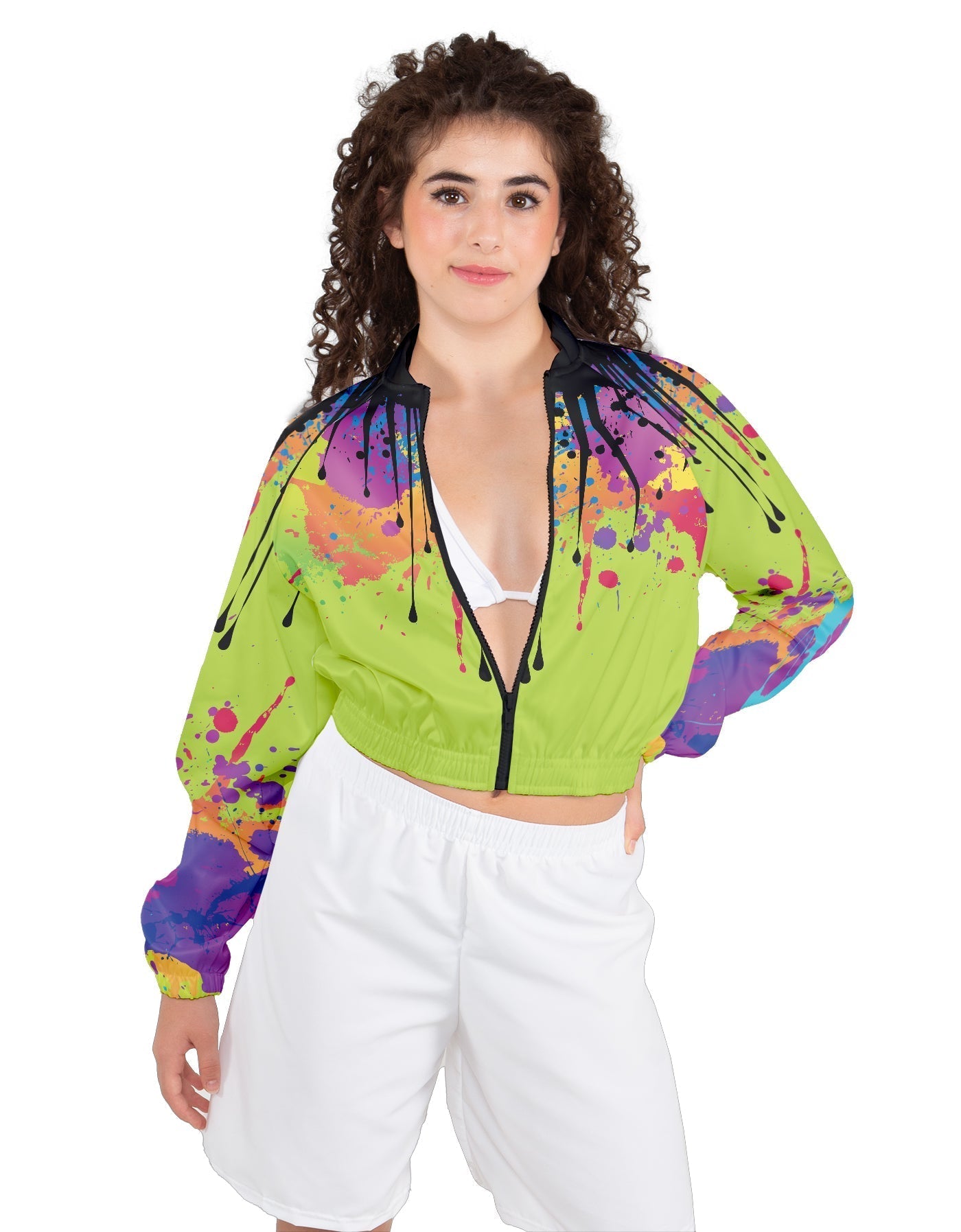 Paint Splatter Cropped Jockey Jacket No Rib